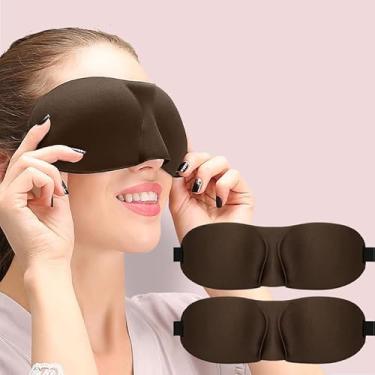 Imagem de Máscara de dormir para quem dorme de costas e de lado, pacote com 2, máscaras oculares 3D com bloqueio de luz 100% para dormir, cobertura para olhos com pressão zero para mulheres e homens, café leve
