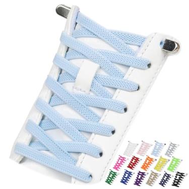 Imagem de Puzeam 2 pares de cadarços elásticos sem cadarço para tênis, cadarços sem amarração para adultos e crianças, Azul claro, 39 Inch ( 100cm )