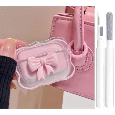Imagem de Linda capa transparente para AirPods Pro 3ª geração, design de laço 3D, macio, TPU macio, à prova de choque, Kawaii, Apple iPod Pro, capa de 3ª geração com caneta e chaveiro para meninas e mulheres