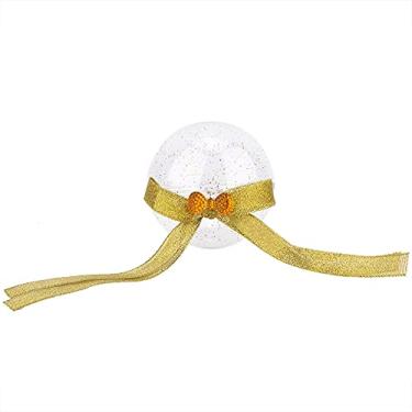 Imagem de SIWOTED 5 peças de decoração de presente de doces caixa transparente bola suspensa de brilho de Natal (arco de ouro)