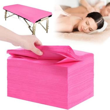 Imagem de 50 peças de lençóis descartáveis de 79 cm x 180 cm para mesa de massagem, capa de cama de spa, impermeável, respirável, descartável, para spa, tatuagem, salão de beleza, hotéis (rosa)
