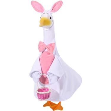 Imagem de JcHrmers Roupa de ganso de páscoa, roupa de coelho, varanda de ganso, roupa de gramado, varanda de ganso, serve para estátua de ganso de plástico de cimento de 58 cm para decoração de páscoa ao ar