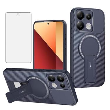 Imagem de Asuwish Capa de telefone para Xiaomi Redmi Note 13 Pro 4G/Poco M6 Pro 4G Capa magnética de fibra de carbono com protetor de tela de vidro temperado e suporte acessórios de célula protetora 13Pro M6Pro