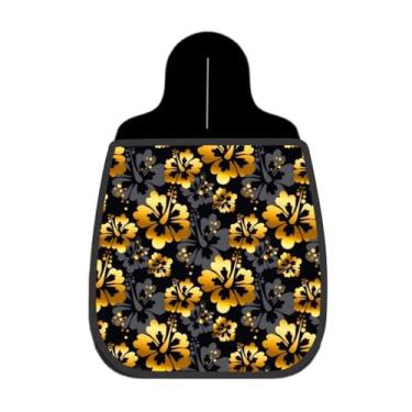 Imagem de Lixeira De Carro Organizador Lixinhocar Hibisco Dourado Fundo Preto 6