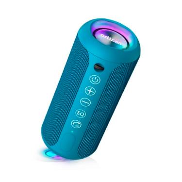 Imagem de Caixa de Som Portátil BT X10 IPX7 à Prova D'Água, Som Estéreo 24W com Graves Potentes e Luzes LED Rítmicas, Bateria de Longa Duração, Conexão Sem Fio Rápida, Para Festa e Viagens, Cor Azul.