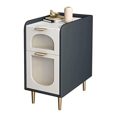 Imagem de pcagfaajmh Mesa de cabeceira de madeira com 2 gavetas, mesa de sofá, poupa espaço, mesa de cabeceira estreita, mesa de cabeceira para sala de estar, quarto, mesa de cabeceira (tamanho: C30xP40xH60cm