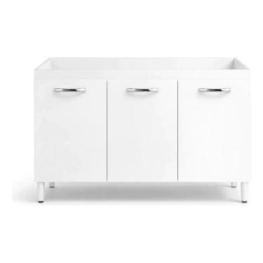 Imagem de Gabinete Pia Cozinha Balcão Beatriz 3 Portas S/tampo 120cm Branco - Mobili