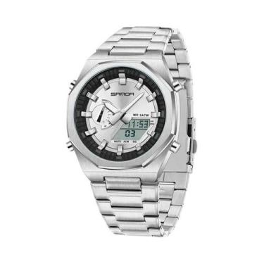 Imagem de Relógio Esportivo Masculino À Prova D'Água Em Aço Inoxidável Com Displ