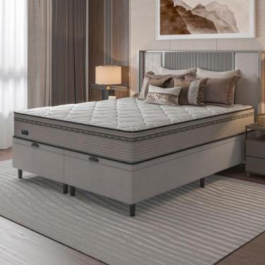 Imagem de CAMA BOX BAÚ BLINDADO QUEEN + COLCHÃO MOLAS ENSACADAS NEW LONDRES (158