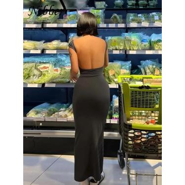 Imagem de Vestido Longo Feminino Sexy Sem Costas, Justo E Elástico Com Manga Cur