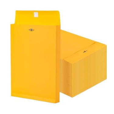 Imagem de Envelopes Manilla grandes expansíveis 22 x 30,5 cm com fecho e selo gomado, pacote com 100, envelopes Goefun 180 GSM amarelo pesado Manila 21 x 28 cm para casa, escola, escritório, organização e