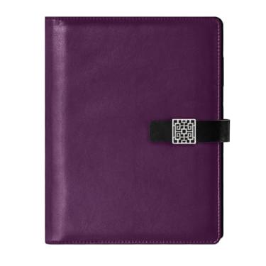 Imagem de DIGTIA Pasta A5 roxa escura, 6 anéis, recarregável, de couro, com fecho de fivela magnética, folha solta, planejador de escritório, fichário econômico, bloco de notas, portfólio,