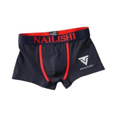 Imagem de Cuecas Boxer Masculinas De Algodão Respirável Com Estampa De Letras Na