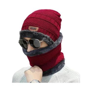 Imagem de Conjunto De Gorro E Cachecol De Lã Quente Para Inverno, Masculino E Fe