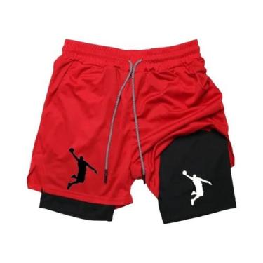Imagem de Shorts De Basquete Masculinos Em Malha, Ajustados, De Dupla Camada, Ro