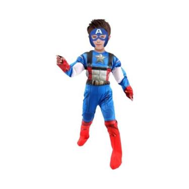 Imagem de Fantasia Deluxe Do Capitão América Para Meninos Com Máscara E Capa Par