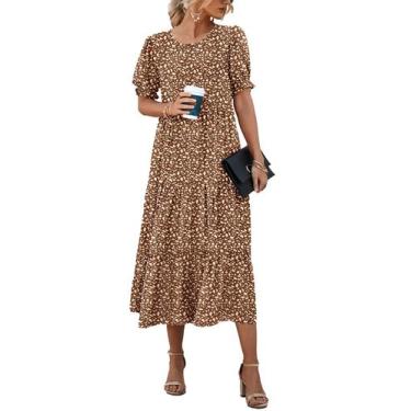 Imagem de Vestido Midi Bohemio Floral PRETTYGARDEN con Mangas Abullonadas en Col