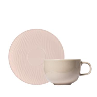 Imagem de Kit 06 Xícara Chá Pires 235ml Creme Dunas Germer Porcelanas