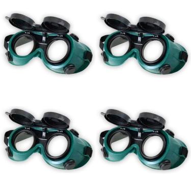 Imagem de Oculos De Solda Kit 4 Uni Protecao EPI Mascara Articulavel Equipamento Profissional Para Soldador Dupla Lente Com Filtro
