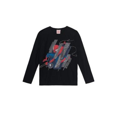 Imagem de Camiseta infantil menino Homem-Aranha metalizada Brandili-Masculino