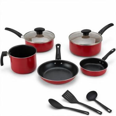 Imagem de Jogo De Panelas 8 Peças Teflon Antiaderente Vermelho