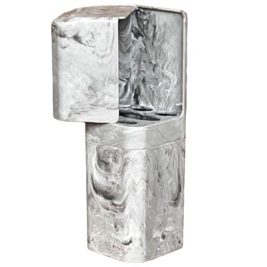 Imagem de Porta Escovas e Creme Dental Mármore Carrara para Organização com Encaixe Adesivo Branco OEM