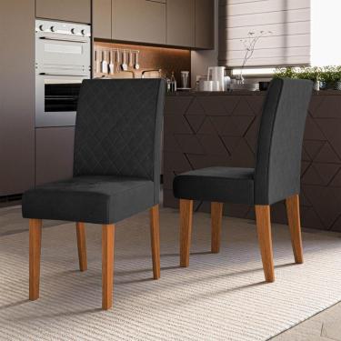 Imagem de Kit 2 Cadeiras De Jantar Estofadas Multimóveis Cr50254 Cinamomo-preto