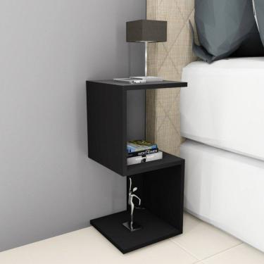 Imagem de Mesa de Cabeceira Mesinha Nicho em Z ou S Aparador de Canto Sala Quarto Preto