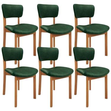 Imagem de Kit 6 Cadeiras Para Sala De Jantar Cozinha Living Estofada Dara L02 Couríssimo Verde Mu...