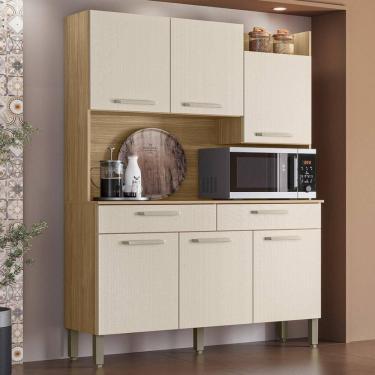 Imagem de Armário de Cozinha Compacta Viena Plus 6 Portas 2 Gavetas MDF Amadeirado