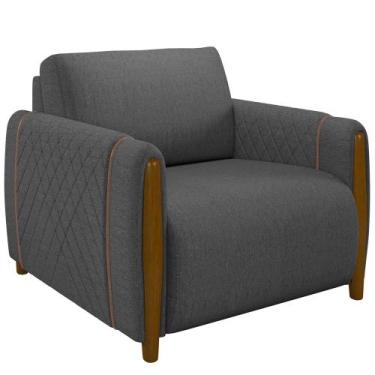 Imagem de Poltrona Para Sala De Estar Decorativa Pés De Madeira Base Fixa Flora 