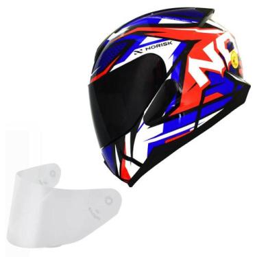Imagem de Capacete Masculino Norisk Razor Sharp Azul Moto Viseira Fume, AZUL VER