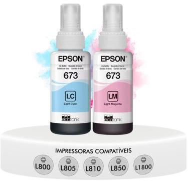 Imagem de Kit Tinta Com 2 Refis Original Epson T673 Ecotank LC + LM Compatível I