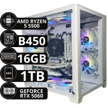 Imagem de PC Computador Gamer Ryzen 5 5500 B450 16gb DDR4 Ssd 1tb Rtx 5060 8gb -