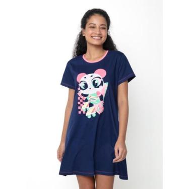 Imagem de Camisola Manga Curta Algodão Feminina Panda Miami - Puket, PP