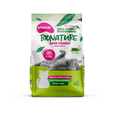 Imagem de Areia Higienica Gatos Biodegradavel Bionature Grãos Médios 4Kg
