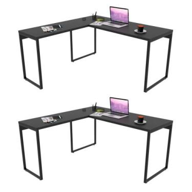 Imagem de Kit 2 Mesas de Escritório Office em L 150x150cm Estilo Industrial Pris
