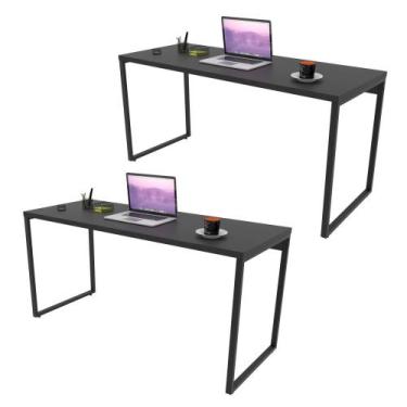 Imagem de Kit 2 Mesas de Escritório Office 150cm Estilo Industrial Prisma Preto 