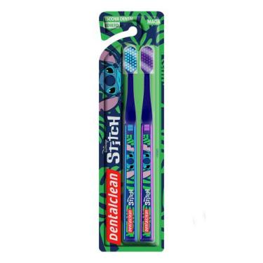 Imagem de Escova Dente Stitch Adulto Coleção Geek Macia Dentalclean, Azul, Roxo