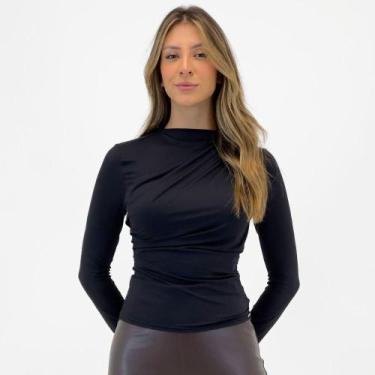 Imagem de Blusa Enfim em Tecido Manga Longa Feminina, M, Preto