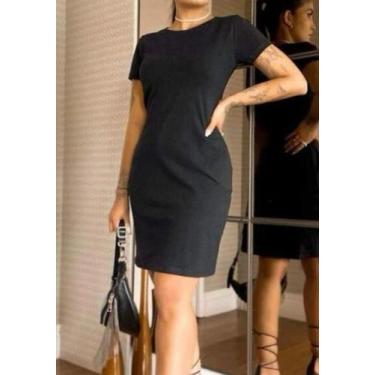Imagem de Vestido canelado feminino preto - D.a modas
