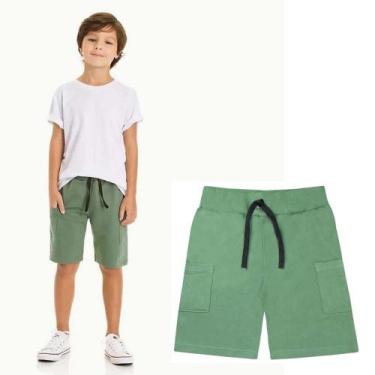 Imagem de Bermuda Infantil Menino Moletom Verde Militar TMX, 6