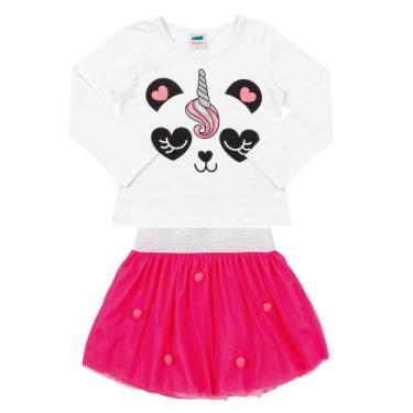 Imagem de Conjunto Infantil Love Camiseta Longa Saia Tule Marlan, 8