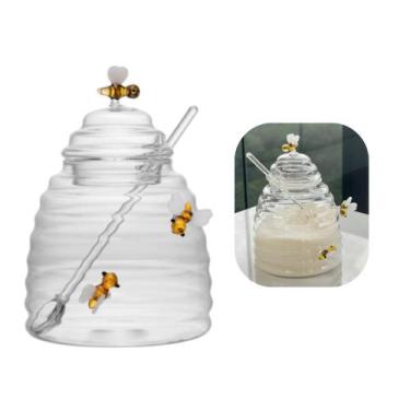 Imagem de Açucareiro em Vidro Com Colher E Tampa Lovely Bee 470ml Lyor Servir Lu