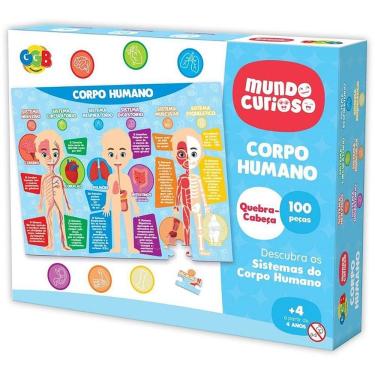 Imagem de Brinquedo Pedagógico Corpo Humano 100 Peças Educativo com Órgãos e Ossos GGB Plast