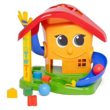 Imagem de Brinquedo Educativo Play House com Blocos Encaixe de Formas Didáticas e Escorregador de Bolinhas