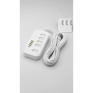 Imagem de Régua Tomadas 5 Tomadas + 4 USB + 1 Tipo-C Branca - Congratulations St