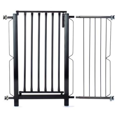 Imagem de Grade e portão para cachorro bebê pet, vãos de 91cm a 95cm - Preto - G