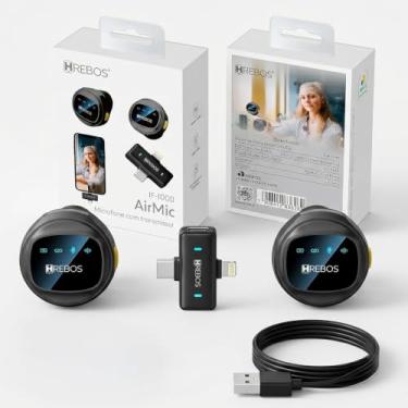 Imagem de Microfone de Lapela Sem Fio Bluetooth Kit 2 Microfonones Abafamento de Ruído Compatível com Camera Até 10 Horas Tempo de Trabalho, Android, PC, iPhone - Conexão Android e USB-C