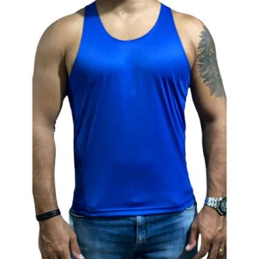 Imagem de Camiseta Regata Nadador Masculina Fitness Academia Treino 100% Poliéster (G, Azul royal)